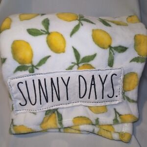 Rae Dunn Sunny Days Lemons Spring Summer Blanket Soft Plush Throw 50x70 EUC